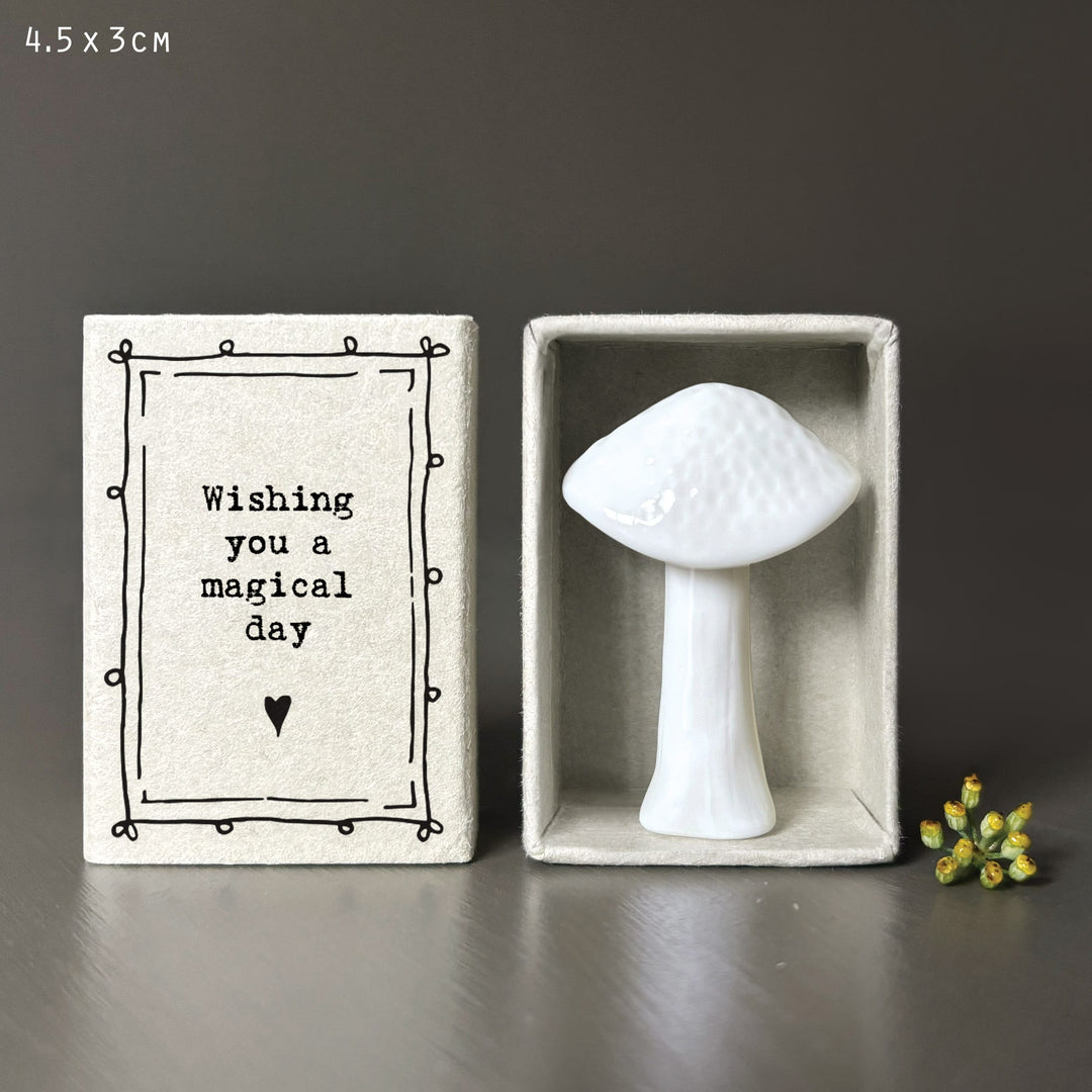 East of India Porcelain Mushroom Matchbox Gift, Mushroom Magical Day gift East of India Porcelain Mushroom Matchbox Gift - Mushroom Magical Day