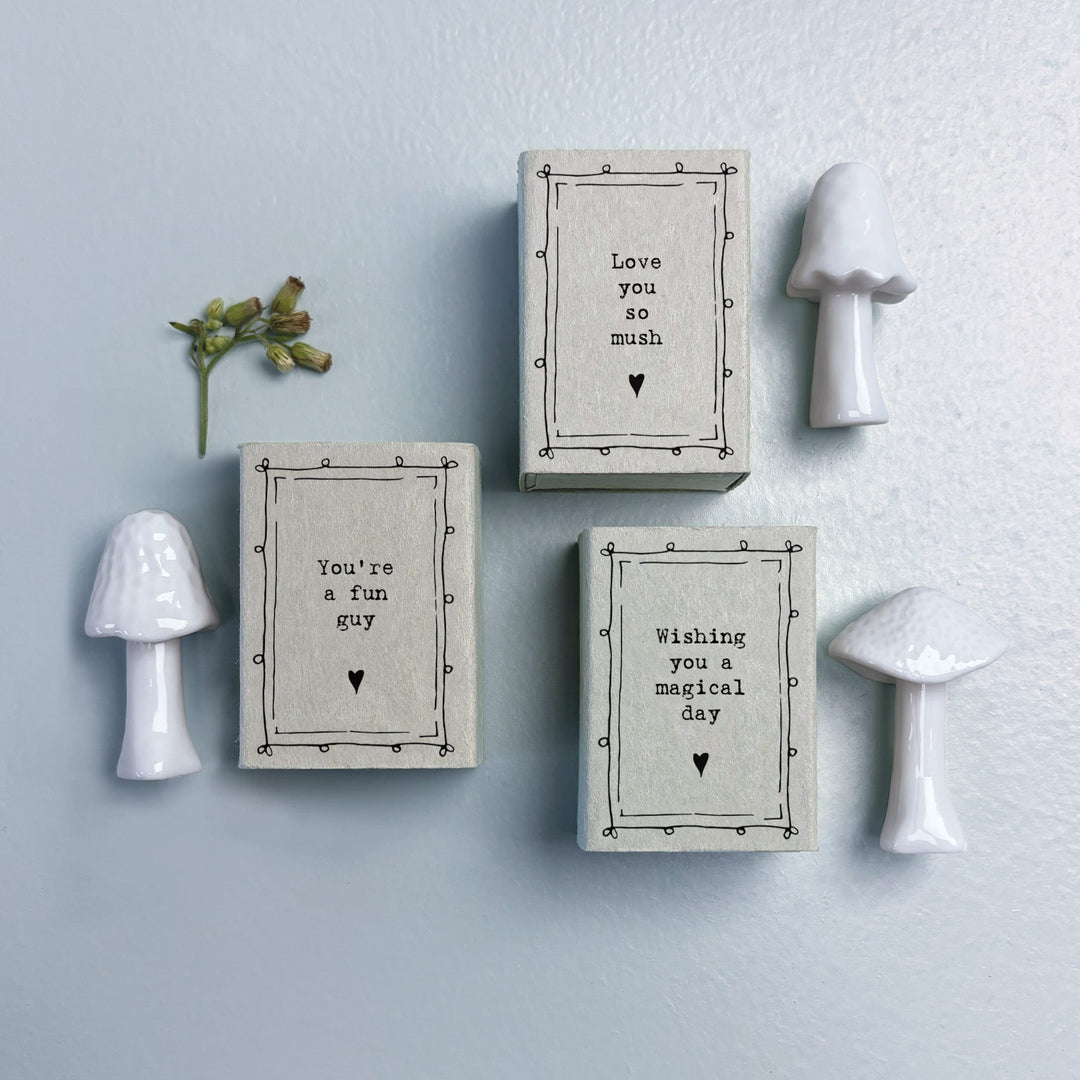 East of India Porcelain Mushroom Matchbox, Mushroom You&