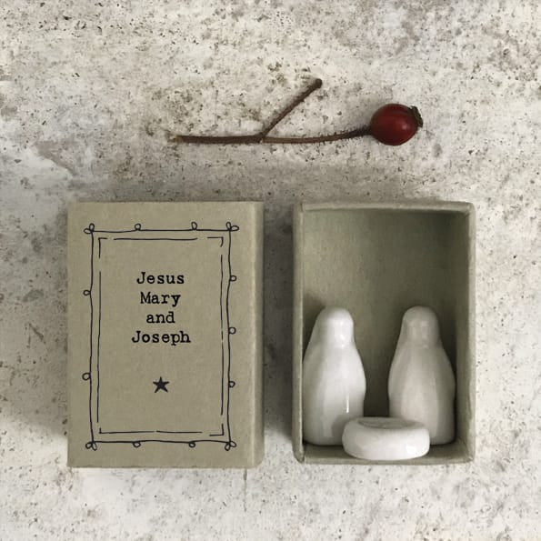 East of India Porcelain Nativity Matchbox, Jesus, Mary &amp; Joseph gift East of India Porcelain Nativity Matchbox Gift - Jesus, Mary &amp; Joseph