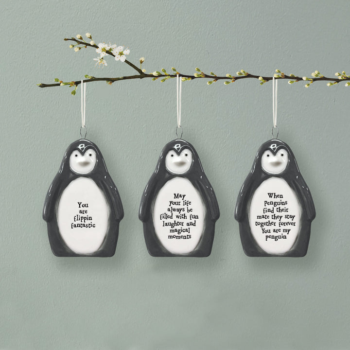 East of India Porcelain Penguin Hanger, You Are Flipping Fantastic Hanging Decoration East of India Porcelain Penguin Hanging Decoration - You Are Flipping Fantastic