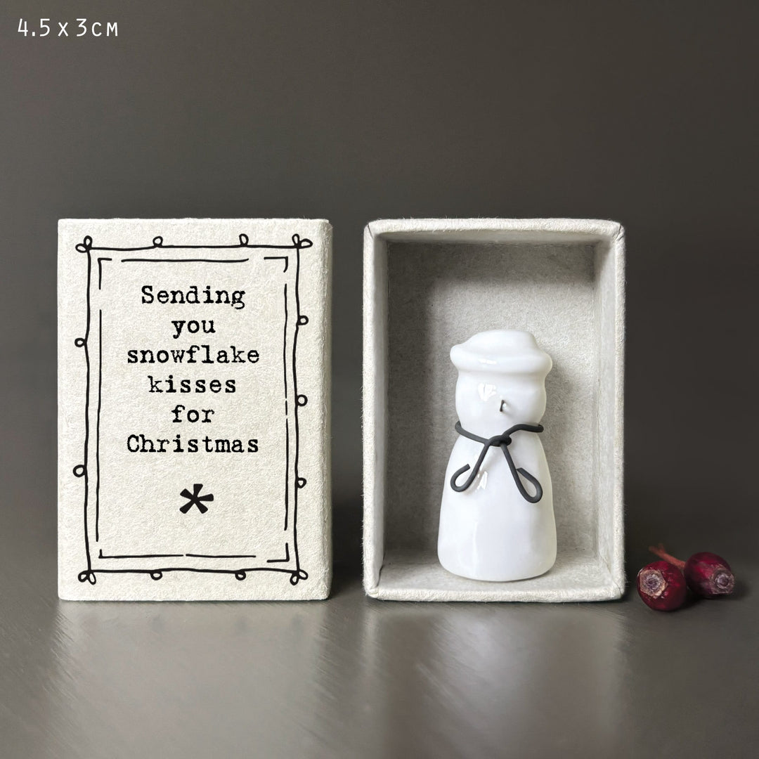 East of India Porcelain Snowman Matchbox Gift gift East of India Porcelain Matchbox Gift - Snowman