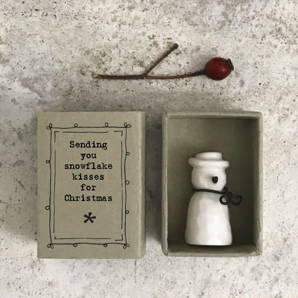 East of India Porcelain Snowman Matchbox Gift gift East of India Porcelain Matchbox Gift - Snowman