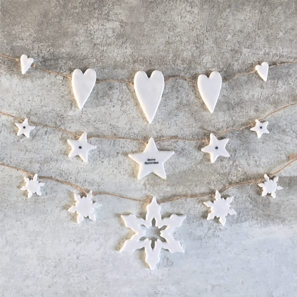 East of India Porcelain Star Garland Garland East of India Porcelain Garland - Stars