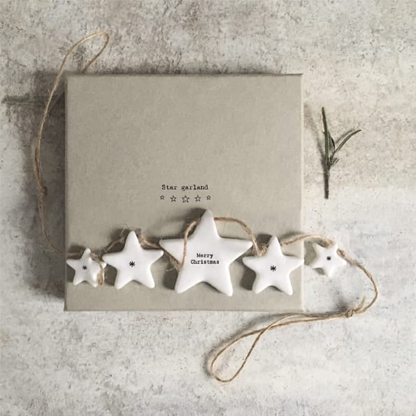 East of India Porcelain Star Garland Garland East of India Porcelain Garland - Stars