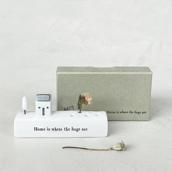 East of India Porcelain Stem Holder - Home Is Where The Hugs Are ornament East of India Porcelain Stem Holder - Home Is Where The Hugs Are