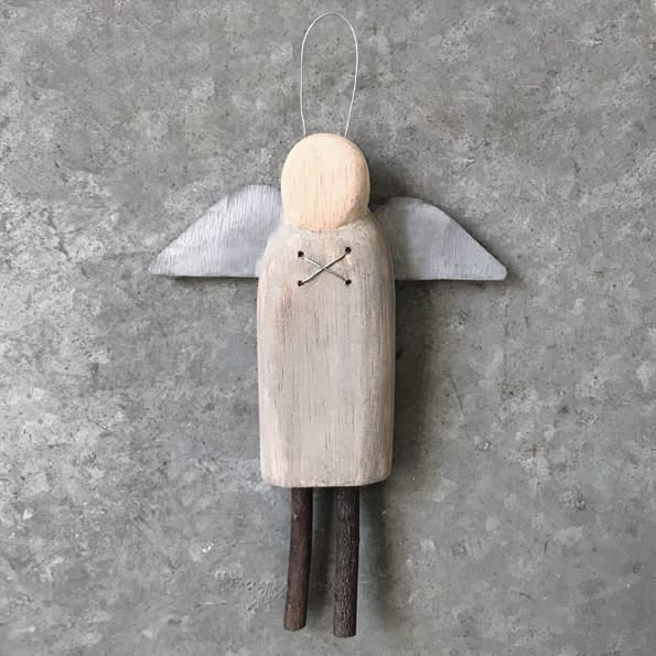 East of India Primitive Wooden Hanging Angel | Christmas Hanging Decoration East of India Primitive Wooden Hanging Angel Decoration