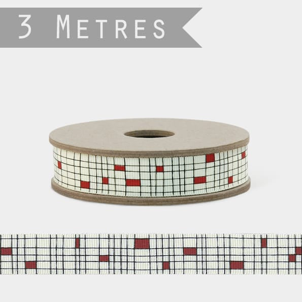 East of India Red Block Check Ribbon 3m Ribbon East of India Check Ribbon 3m - Red Block Check