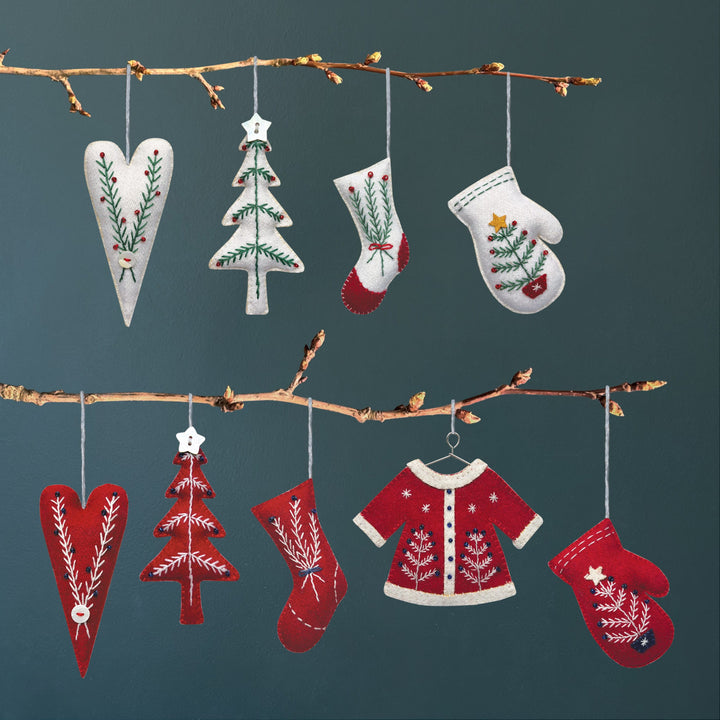 East of India Red Embroidered Tree Hanging Decoration Hanging Decoration East of India Embroidered Tree Hanging Decoration - Red