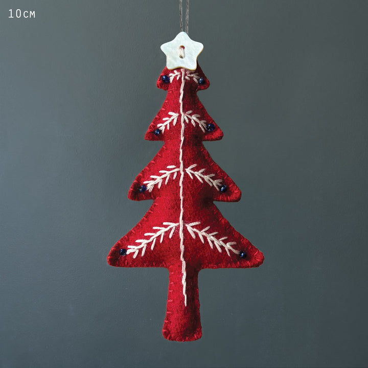 East of India Red Embroidered Tree Hanging Decoration Hanging Decoration East of India Embroidered Tree Hanging Decoration - Red