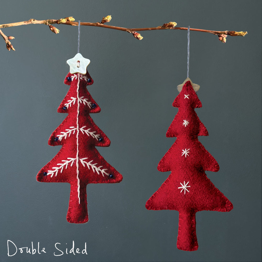 East of India Red Embroidered Tree Hanging Decoration Hanging Decoration East of India Embroidered Tree Hanging Decoration - Red