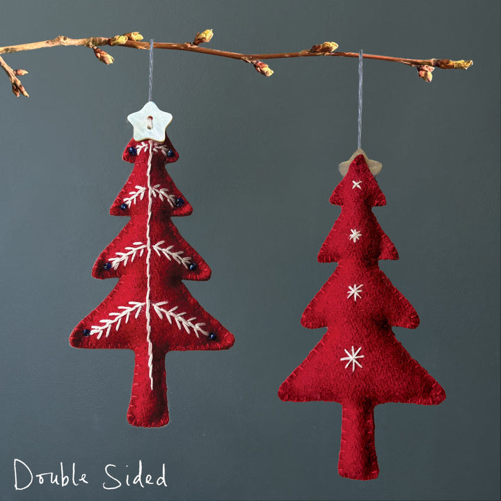 East of India Red Embroidered Tree Hanging Decoration Hanging Decoration East of India Embroidered Tree Hanging Decoration - Red