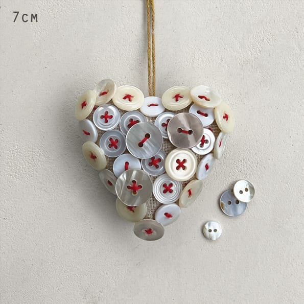 East of India Red Linen Button Heart gift East of India Linen Button Heart - Red