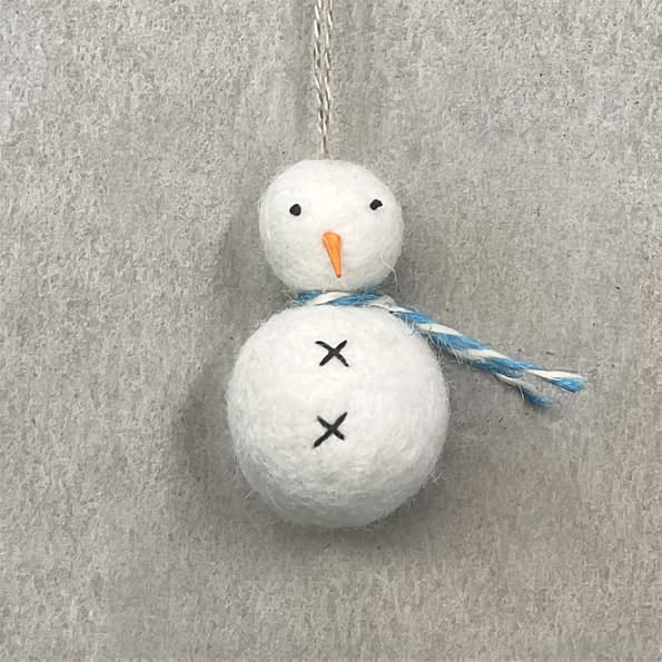 East of India Round Felt Snowman Christmas Tree Decoration Christmas Decoration East of India Felt Snowman Christmas Tree Decoration - Round