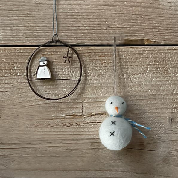 East of India Round Felt Snowman Christmas Tree Decoration Christmas Decoration East of India Felt Snowman Christmas Tree Decoration - Round