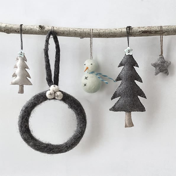 East of India Round Felt Snowman Christmas Tree Decoration Christmas Decoration East of India Felt Snowman Christmas Tree Decoration - Round