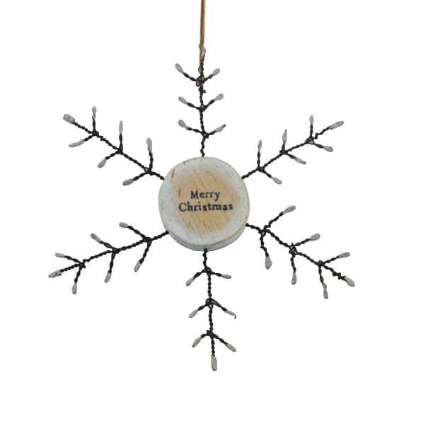 East of India Rusty Wire Snowflake | Merry Christmas Christmas Decoration East of India Rusty Wire Snowflake Christmas Decoration - Merry Christmas