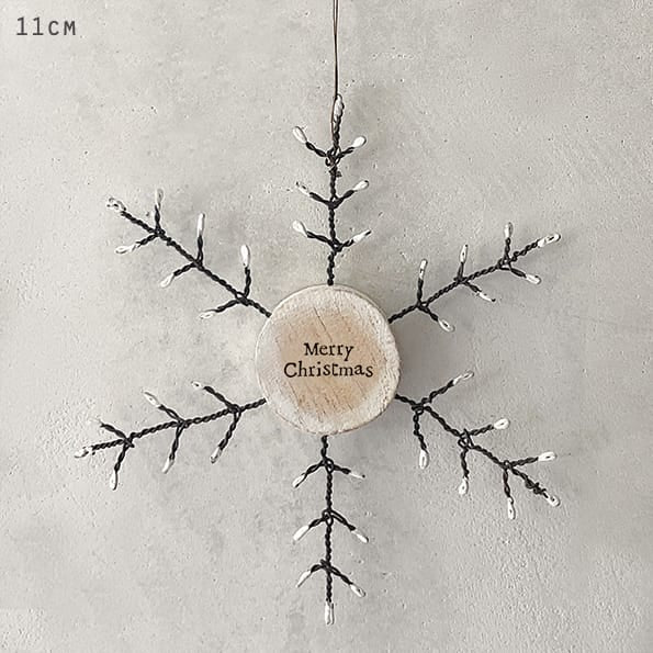 East of India Rusty Wire Snowflake | Merry Christmas Christmas Decoration East of India Rusty Wire Snowflake Christmas Decoration - Merry Christmas