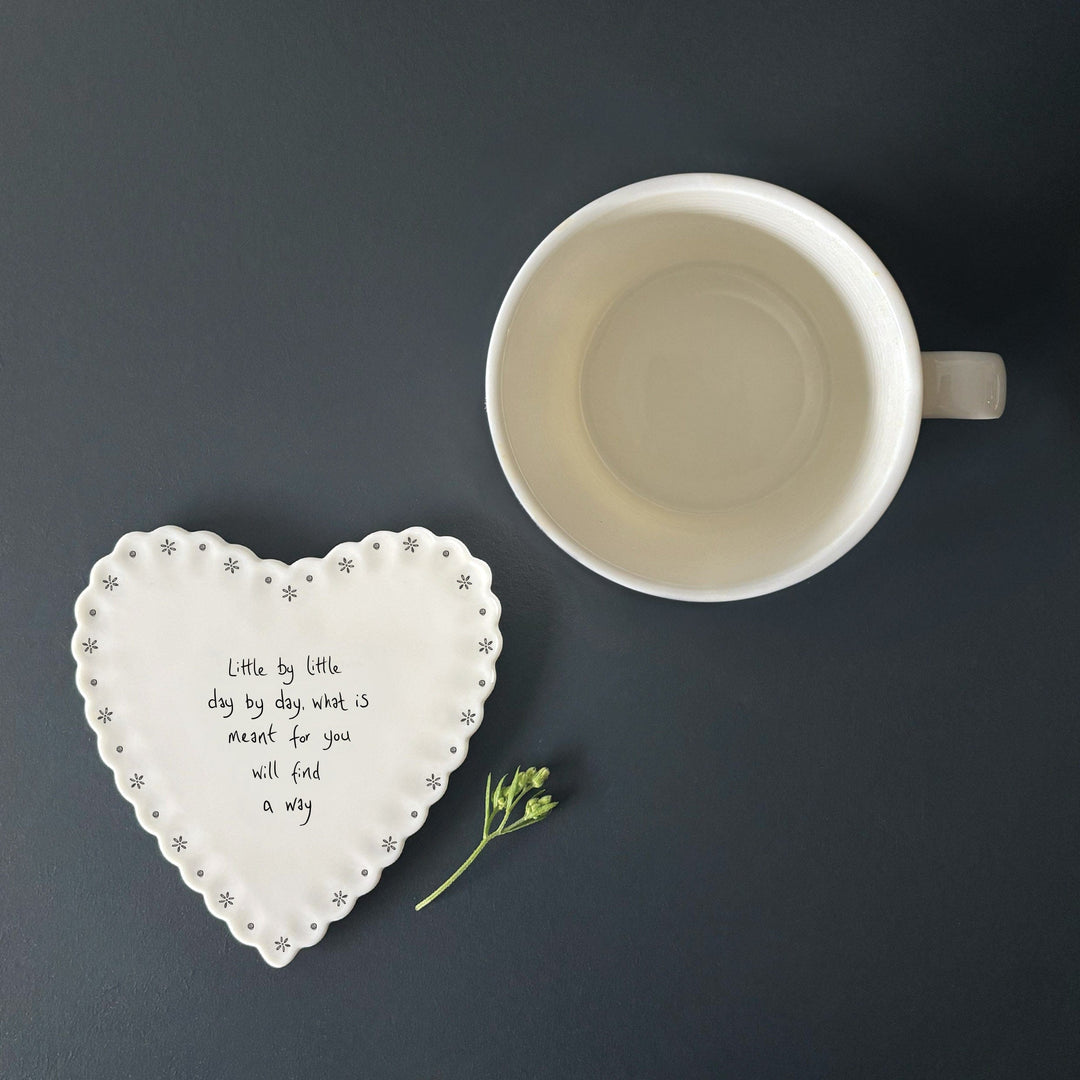 East of India Scallop Heart Coaster - Little by little coaster East of India Scallop Heart Coaster - Little by little