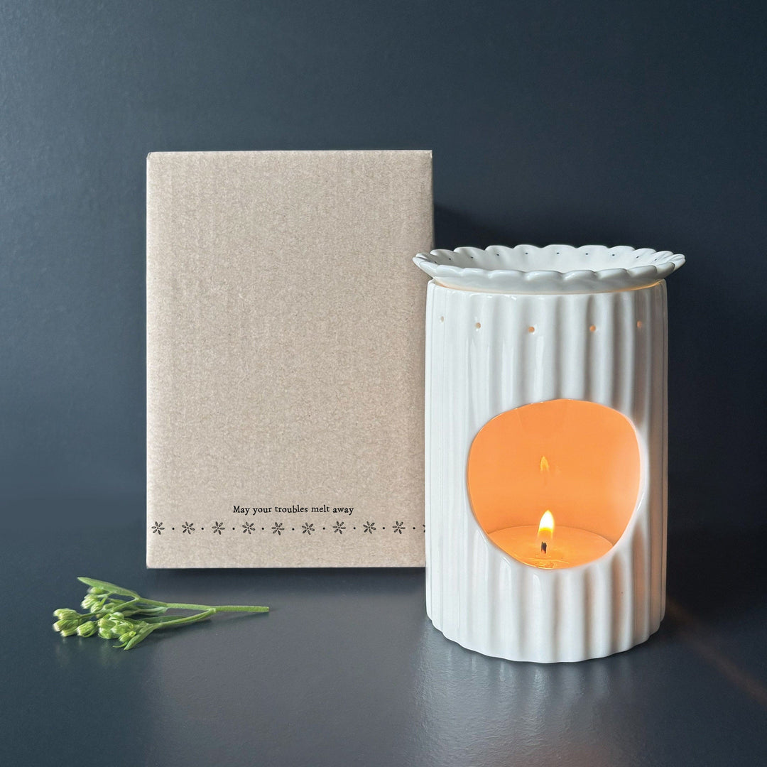 East of India Scallop Wax Melt Burner - May your troubles melt away Wax Melt Dish East of India Scallop Wax Melt Burner - May your troubles melt away