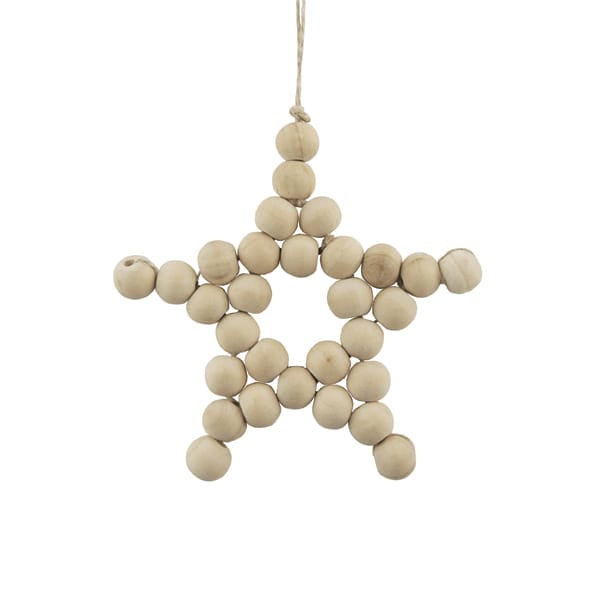 East of India Small Natural Beaded Star Hanging Decoration Hanging Decoration East of India Natural Beaded Star Hanging Decoration - Small