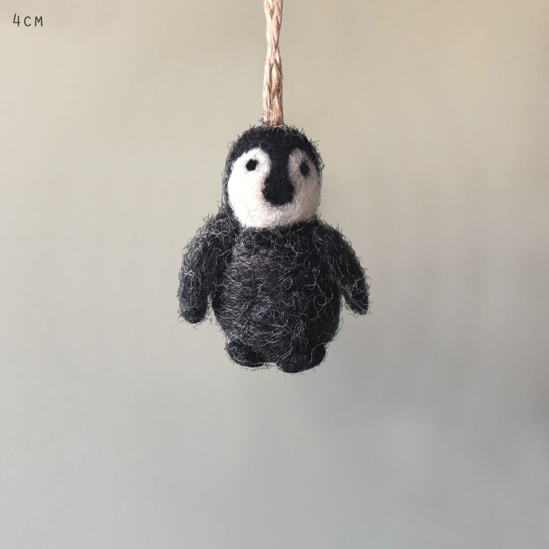 East of India Small Needle Felted Penguin Hanging Decoration Hanging Decoration East of India Needle Felted Hanging Decoration - Small Penguin