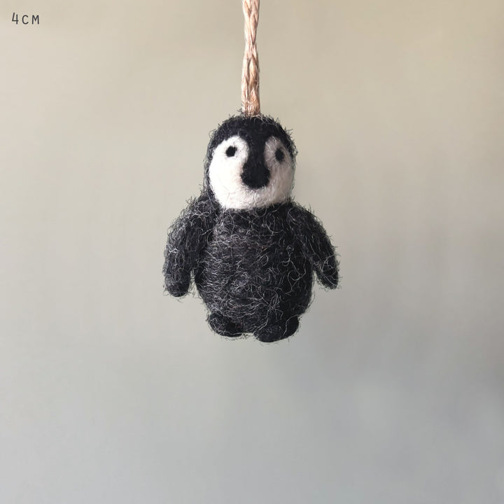 East of India Small Needle Felted Penguin Hanging Decoration Hanging Decoration East of India Needle Felted Hanging Decoration - Small Penguin