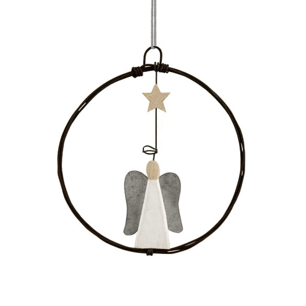 East of India Small Rusty Wire Wreath | Angel Wreath East of India Small Rusty Wire Wreath Christmas Decoration - Angel