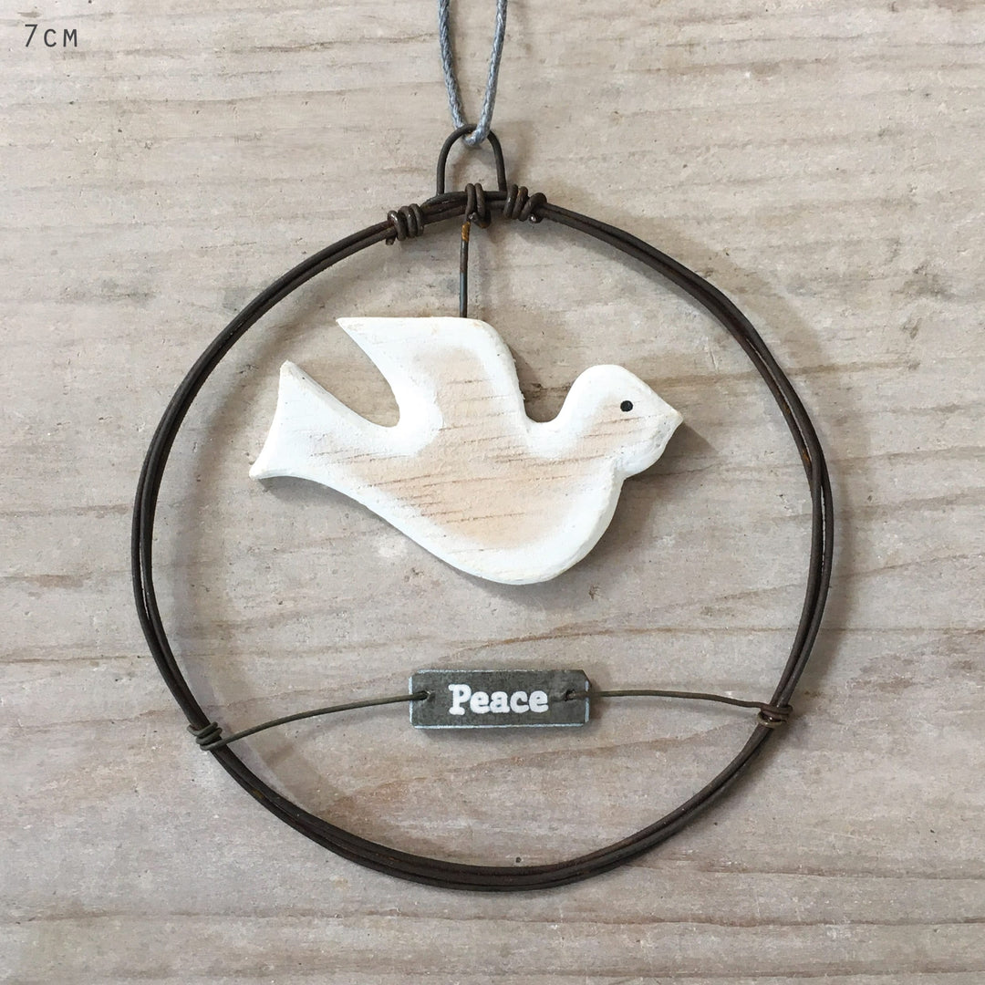 East of India Small Rusty Wire Wreath | Dove and Peace Wreath East of India Small Rusty Wire Wreath - Dove/Peace