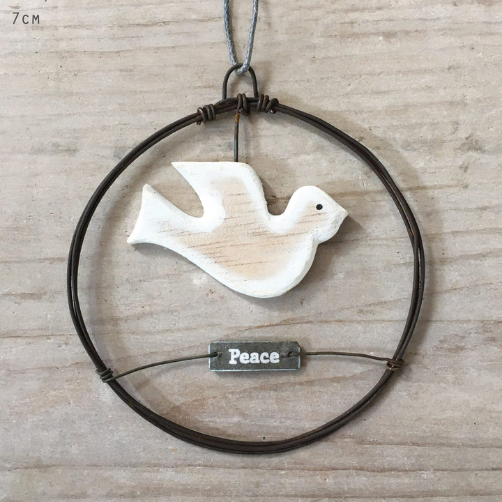 East of India Small Rusty Wire Wreath | Dove and Peace Wreath East of India Small Rusty Wire Wreath - Dove/Peace