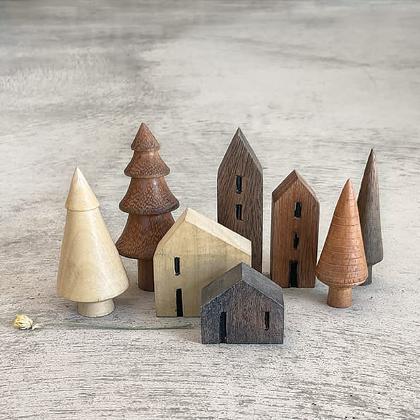 East of India Small Turned Wooden Tree | Fluted Christmas Decoration East of India Small Turned Wooden Tree Decoration - Fluted
