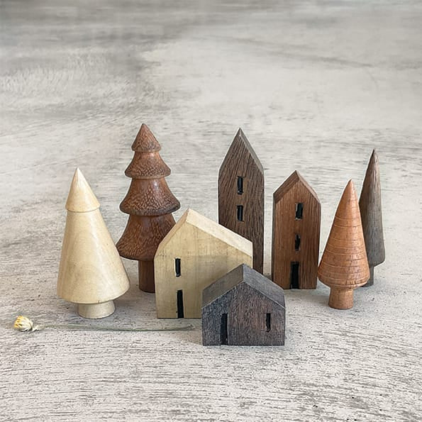 East of India Small Turned Wooden Tree | Lined Christmas Decoration East of India Small Turned Wooden Tree Decoration - Lined