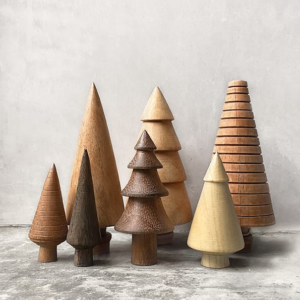 East of India Small Turned Wooden Tree | Plain Dark Wood Christmas Decoration East of India Small Turned Wooden Tree Decoration - Plain Dark Wood