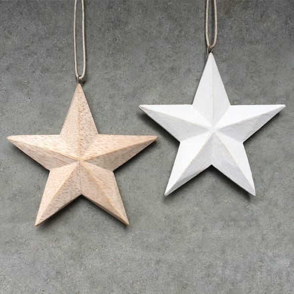 East of India Small White Wooden Star Decoration Christmas Decoration East of India Small Wooden Star Decoration - White