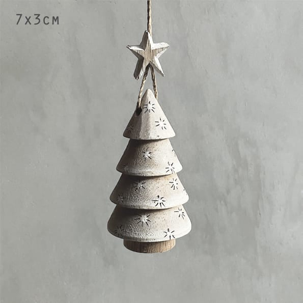 East of India Small Wooden Christmas Tree Decoration with Dots Hanging Decoration East of India Wooden Christmas Tree Decoration with Dots - Small