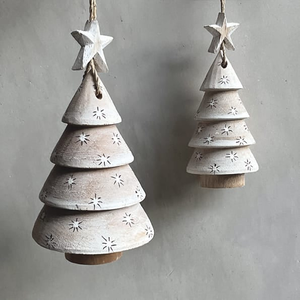 East of India Small Wooden Christmas Tree Decoration with Dots Hanging Decoration East of India Wooden Christmas Tree Decoration with Dots - Small