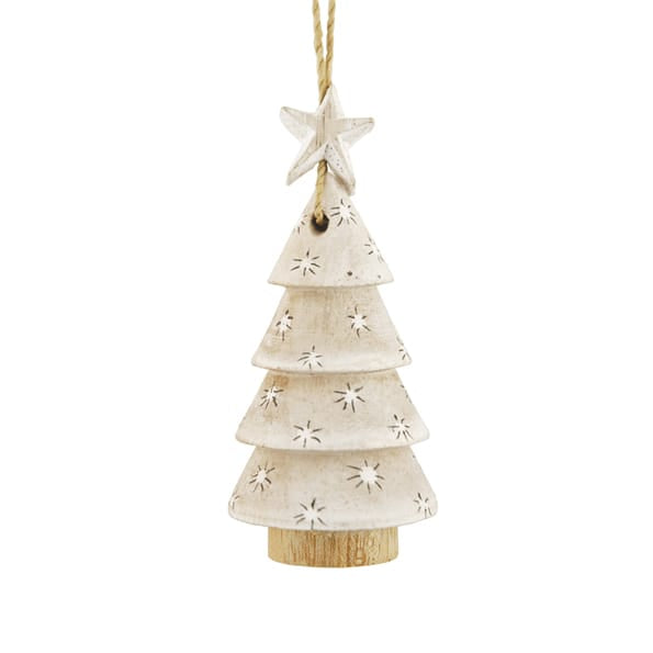 East of India Small Wooden Christmas Tree Decoration with Dots Hanging Decoration East of India Wooden Christmas Tree Decoration with Dots - Small