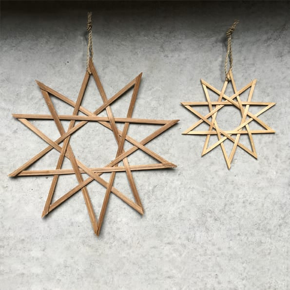 East of India Small Woven Bamboo Ten Pointed Star Hanging Decoration East of India Woven Bamboo Ten Pointed Star Decoration - Small
