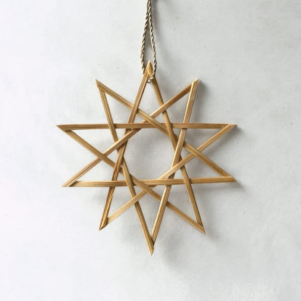 East of India Small Woven Bamboo Ten Pointed Star Hanging Decoration East of India Woven Bamboo Ten Pointed Star Decoration - Small
