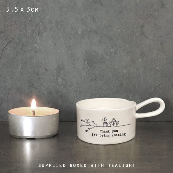 East of India ‘Thank You’ Handled Candle Holder gift East of India ‘Thank You’ Handled Candle Holder