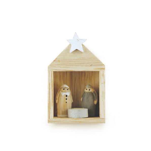 East of India Tiny Wooden Nativity Set in Stable Christmas Decoration East of India Tiny Wooden Nativity Set in Stable