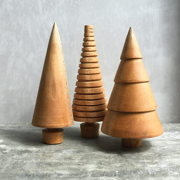 East of India Turned Wooden Christmas Tree, Lined Christmas Decoration East of India Turned Wooden Christmas Tree - Lined