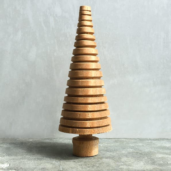 East of India Turned Wooden Christmas Tree, Lined Christmas Decoration East of India Turned Wooden Christmas Tree - Lined