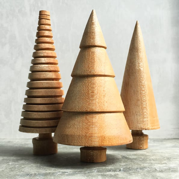 East of India Turned Wooden Christmas Tree, Ridged Christmas Decoration East of India Turned Wooden Christmas Tree - Ridged