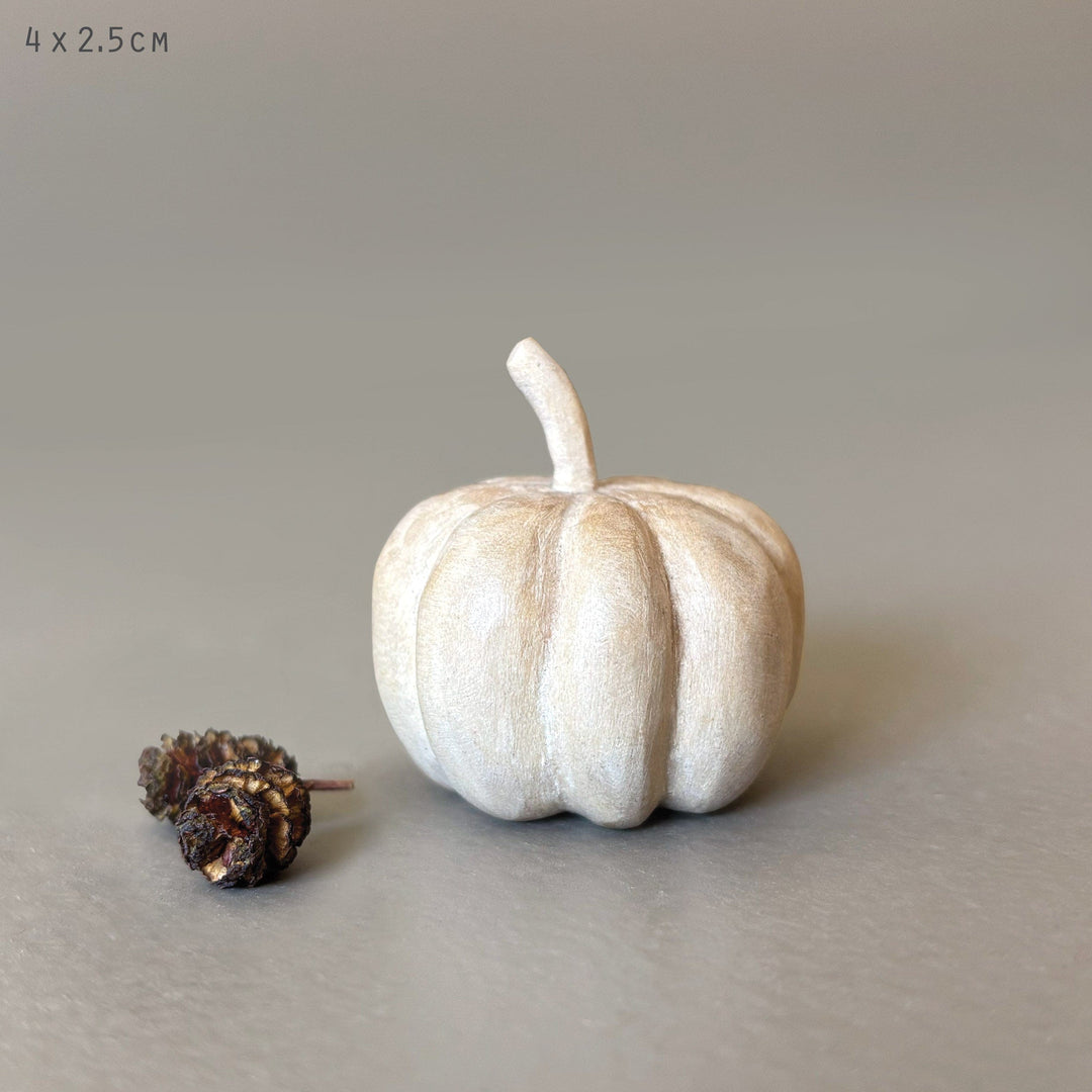 East of India White Wooden Pumpkin - Medium ornament East of India White Wooden Pumpkin - Medium