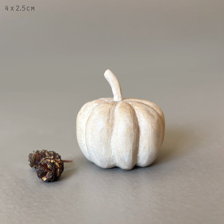 East of India White Wooden Pumpkin - Medium ornament East of India White Wooden Pumpkin - Medium