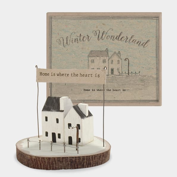 East of India Winter Wonderland Scene, Home Is Where Heart Is Christmas Decoration East of India Winter Wonderland Wooden Scene - Home Is Where Heart Is