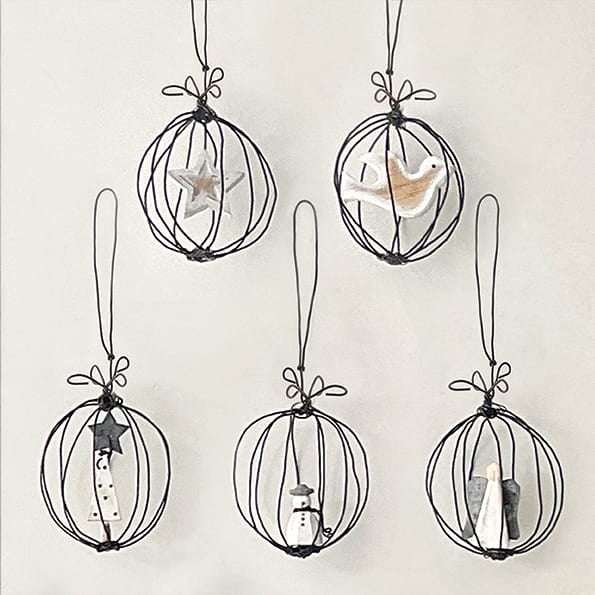 East of India Wire Bauble Christmas Tree Decoration, Snowman Bauble East of India Wire Bauble Christmas Tree Decoration - Snowman