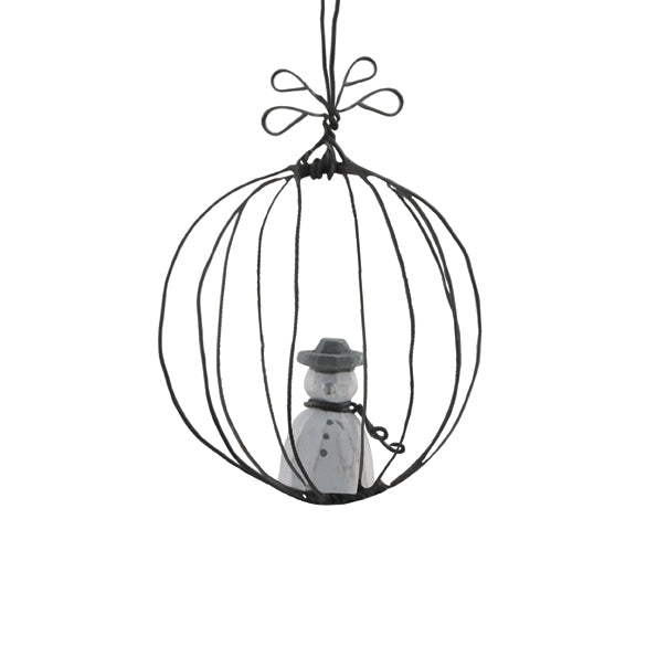 East of India Wire Bauble Christmas Tree Decoration, Snowman Bauble East of India Wire Bauble Christmas Tree Decoration - Snowman