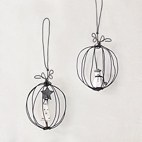 East of India Wire Bauble Christmas Tree Decoration, Snowman Bauble East of India Wire Bauble Christmas Tree Decoration - Snowman