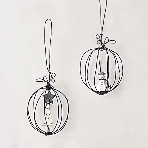 East of India Wire Bauble Christmas Tree Decoration, Snowman Bauble East of India Wire Bauble Christmas Tree Decoration - Snowman